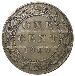 Монета 1 цент 1908 года Канада