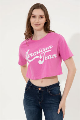 U. S. Polo Assn Женская розовая укороченная футболка с круглым вырезом - U.s. polo assn фото 9