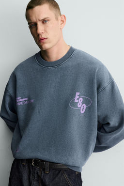 WASHED PRINTED TEXT SWEATSHIRT - Zara фото 6