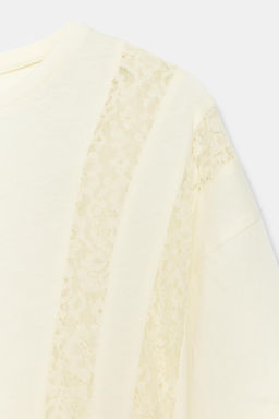 CAMISETA COMBINADA ENCAJE / Crema - Zara фото 8