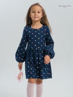 Платье Моана цветные сердечки на синем - Sovalina фото 8
