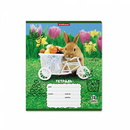 Цена за 10 шт. Тетрадь школьная ученическая ErichKrause Кролики, 12 листов, клетка (в плёнке по 10 шт.)_MIX-PACK  фото 4
