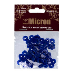 Кнопка Micron POM-12 FL Кнопки пластиковые пластик d 12 мм 15 шт. № 007 синий