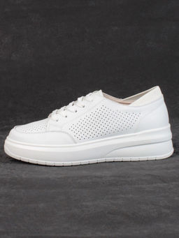 05-HY14-2D WHITE Кроссовки женские (натуральная кожа)
