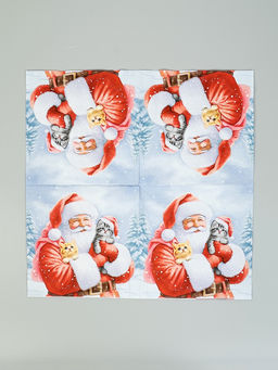 Цена за 2 шт. Салфетки новогодние бумажные Дед Мороз и котята, 3 слоя, 33?33 см, 20 шт.