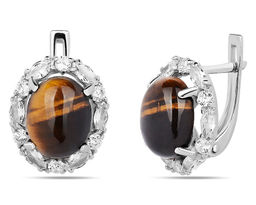 Серьги, тигровый глаз, С1058
