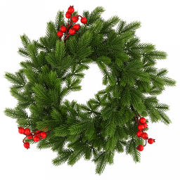 Декоративный венок "Елка с ягодой" д43см, малый, пластик, зеленый (Россия)