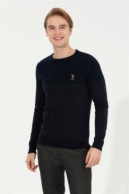 Мужской темно-синий вязаный свитер - U.s. polo assn фото 3