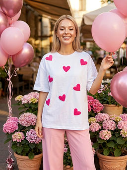 K13525 Футболка OVER SIZE (хлопок) БЕЛЫЙ