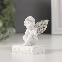 Цена за 2 шт. Фигурка полистоун Ангелочек на книге с серебристыми крыльями, стразы, 4?4.5?6.5 см, МИКС
