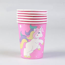 Стакан бумажный Единорог и звёзды, набор 6 шт., 220 мл, цвет розовый - Страна карнавалия фото 2