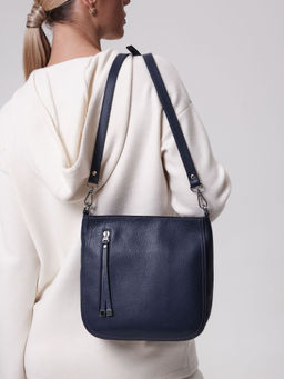 Сумка кожаная кросс-боди Deboro 3410 фиолетовый цветок