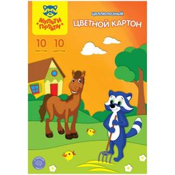 Цветной картон Мульти-Пульти А4 10л. 10цв. (КЦ10-10ц_13981) мелованный, в папке