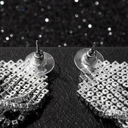 Серьги висячие со стразами Водопад пятиугольник, цвет белый в серебре, 9,7см - Queen fair фото 2