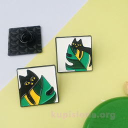 Брошь-значок Cat with leaf - Купи слона фото 2