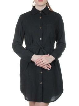 803 BLACK Платье хлопковое с воротником Fashion