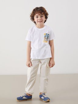 Bisiklet Yaka Bask?l? Erkek ?ocuk Ti??rt