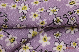 Штапель Белые цветочки на пшене цв.сиреневый туман, ш.1.42м, вискоза-100%, 90гр/м.кв - Купава фото 10