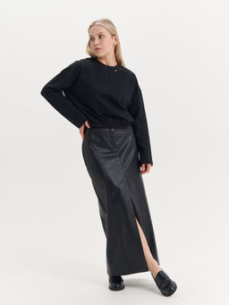 Свитшот укороченный с декором "Уголь" женский