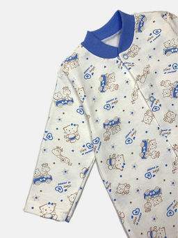 Комбинезон футер с длинным рукавом, арт.C-KB152-ITn, бело-голубой - Мамин малыш фото 4