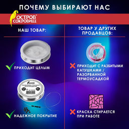 Цена за 2 шт. Проволока стальная для рукоделия, диаметр 0,3 мм, длина 50 м