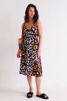 Martichelli Платье летнее чёрное с принтом  фото 5