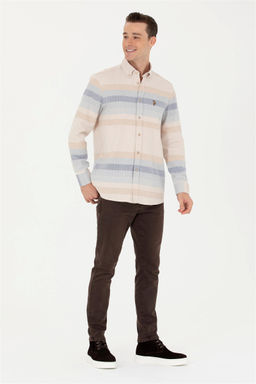 U. S. Polo Assn Мужская рубашка светло-коричневого цвета с длинным рукавом - U.s. polo assn фото 4