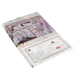 Простыня односпальная на резинке "Ария" цветы 90х200см, свесы 27см, бязь "Страйп" 121г/м2, хлопок 100%, упаковка "классическая" ПВХ 28х41см, "Домашняя мода" (Россия)