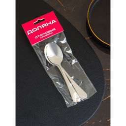 Набор ложек чайных из нержавеющей стали Доляна, длина 13.7 см, толщина 2 мм, 410 сталь, 3 шт. фото 5