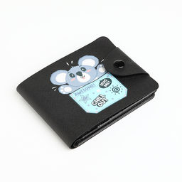 Кошелёк детский «Коала», маленький, на кнопке, чёрный