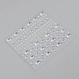 Цена за 4 шт. Стразы и жемчуг самоклеящиеся «Ассорти», фигурные, 120 шт на листе, цвет серебряный