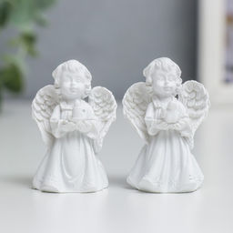 Цена за 3 шт. Фигурка полистоун Белоснежный ангел в платье, 4?3.2?2 см, МИКС