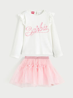 Barbie Bask?l? K?z ?ocuk Bluz ve T?t? Etek 2li