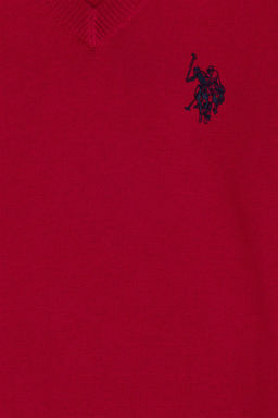 U. S. Polo Assn Красный базовый свитер с v-образным вырезом для девочек - U.s. polo assn фото 4