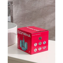 Набор аксессуаров для ванной комнаты Доляна Течение, 4 предмета, дозатор 350 мл, мыльница, два стакана 300 мл, белый  фото 10