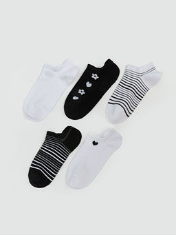 Desenli Kad?n Sneaker ?orap 5li