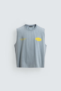 CAMISETA TANK LAVADA ESTAMPADOS / Azul claro