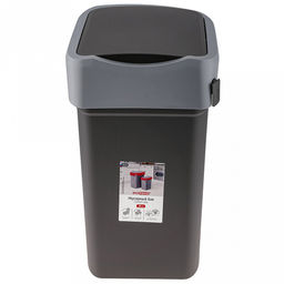 Ведро для мусора с плавающей крышкой пластмассовое Smart Bin 25л, 33,3х26,9х45,7см, с креплением для мусорных пакетов, серый, Econova (Россия) - Домашняя мода фото 6