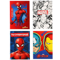 Цена за 10 шт. Блокнот А6 32 л на скрепке 4 вида для мальчика МИКС - Marvel фото 3