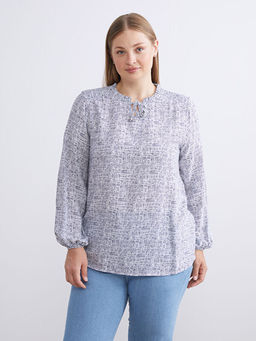 Ba?lamal? Yaka Desenli Bluz