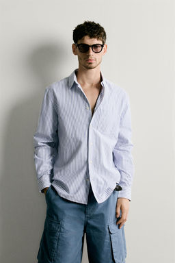 CAMISA REGULAR FIT ESTRUCTURA OXFORD / Azul / Blanco - Zara фото 2