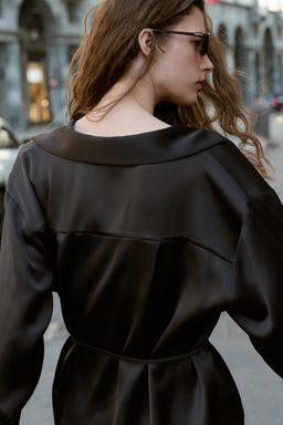 SATIN BLOUSE WITH THIN BELT - Zara фото 5
