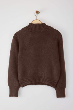 Wardrobe Essentials Kahverengi Yunlu Premium Iplik Fermuarl? Basic Triko Kazak | TWOAW26KZ00071