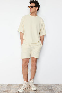 Ekru Regular/Normal Kesim Orta Boy Dokulu K_r__maz _ort TMNSS23SR00039