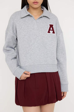 Teen Siyah Duz Regular/Normal Kal?p Orme Sweatshirt TWOAW26SW00049 - Trendyolmilla фото 3