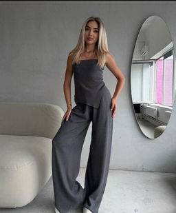 K13564 Костюм тройка: топ, брюки, кардиган ТМ_СЕРЫЙ