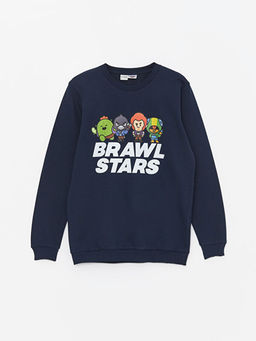 Bisiklet Yaka Brawl Stars Bask?l? Uzun Kollu Erkek ?ocuk Sweatshirt