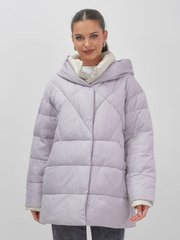 Куртка женская зимняя с капюшоном большого размера фиолетового цвета 1170F - Mtforce фото 2