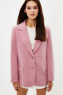 Limited Edition Pembe Regular Astarl? Dokuma Blazer Ceket TWOAW23BC00132
