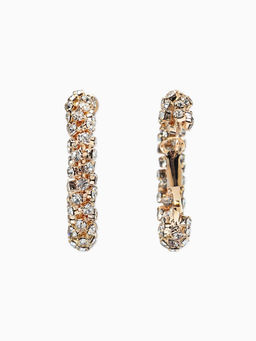 Серьги-кольца со стразами "Россыпь" d=3,5см, цвет белый в золоте